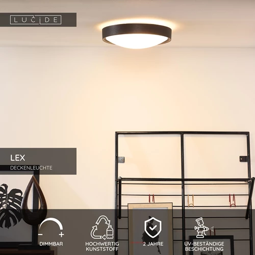 Lucide LEX - Deckenleuchte - Ø 33 cm - 2xE27 - Schwarz - USP